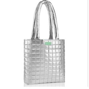 Clinique Silver Quilted Bag with Mint Accents